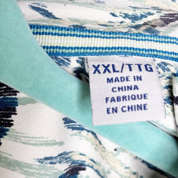 Tommy Bahama Shirt Mens XXL Silk Cool Max Poly Neutral Tropical Botanical - Picture 7 of 10